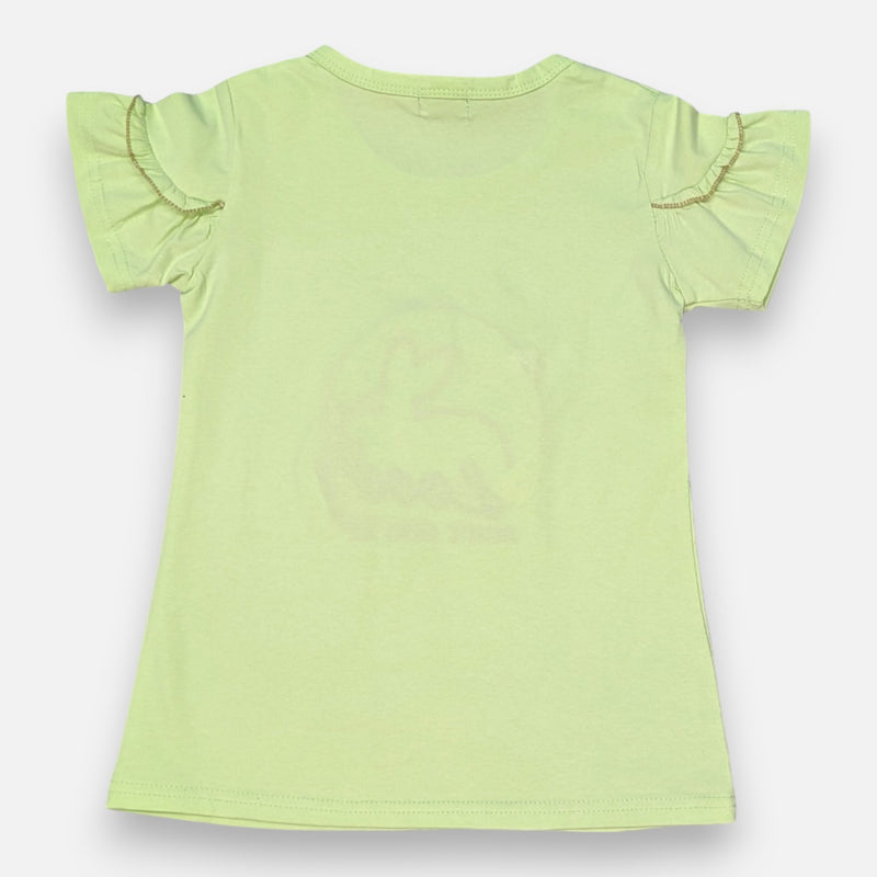 Girl Regular Fit Bunny Green Top