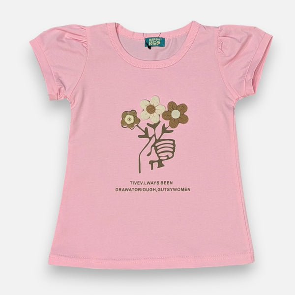 Girl Regular Fit Pink Flower Top