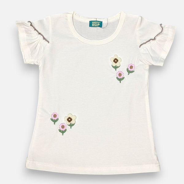 Girl Regular Fit White Flower Top