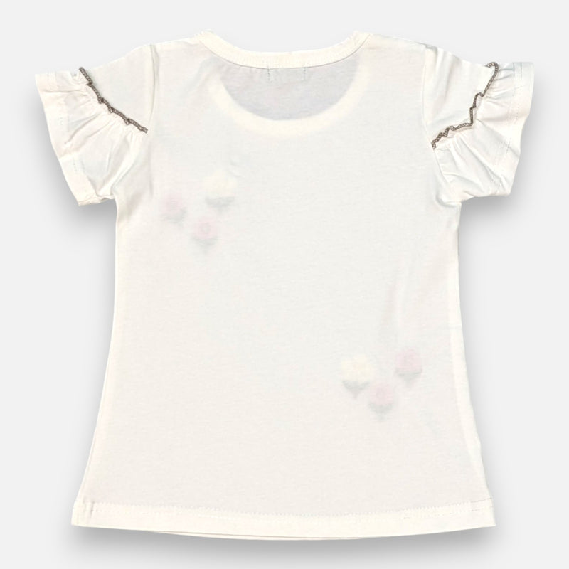 Girl Regular Fit White Flower Top