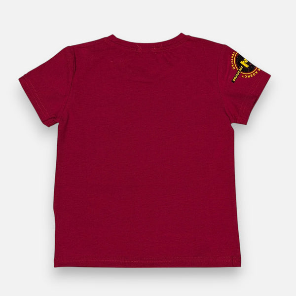 Maroon Round Neck Printed T-shirt
