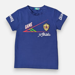 Blue Round Neck Printed T-shirt