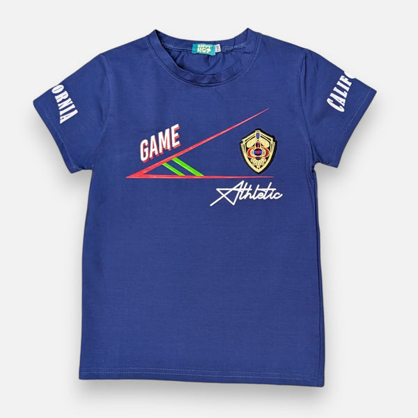 Blue Round Neck Printed T-shirt