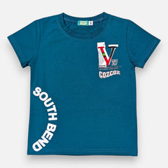 Teal Round Neck Printed T-shirt