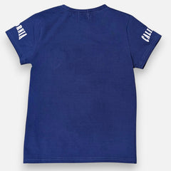 Blue Round Neck Printed T-shirt