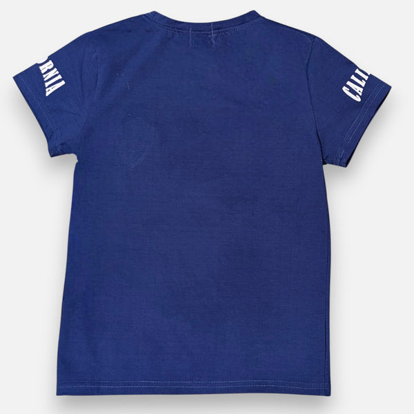 Blue Round Neck Printed T-shirt