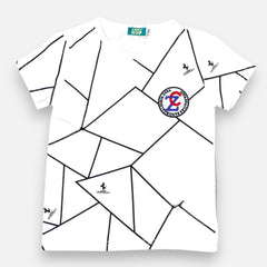 White Round Neck Printed T-shirt