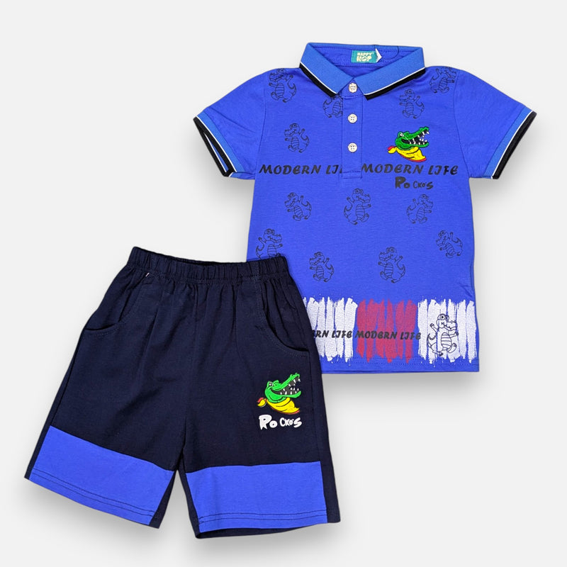 Rockos Boys Polo T-shirt with Shorts Set