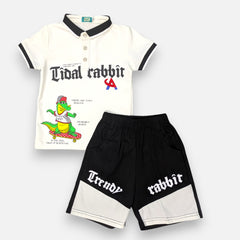 White Boys Polo T-shirt with Shorts Set