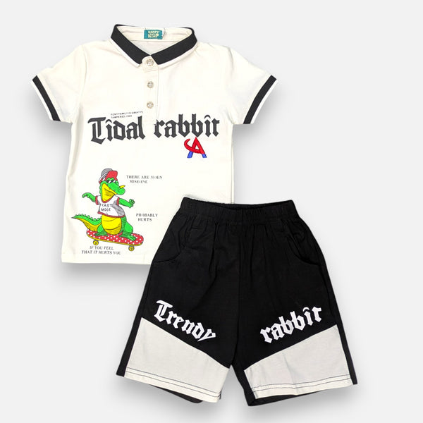 White Boys Polo T-shirt with Shorts Set
