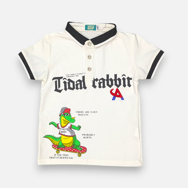White Boys Polo T-shirt with Shorts Set