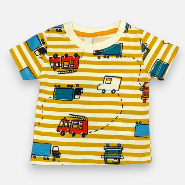 Yellow Round Neck Printed T-shirt