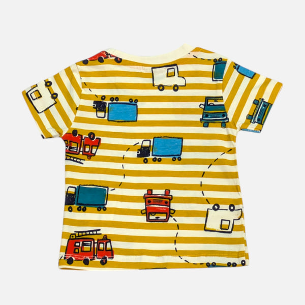 Yellow Round Neck Printed T-shirt