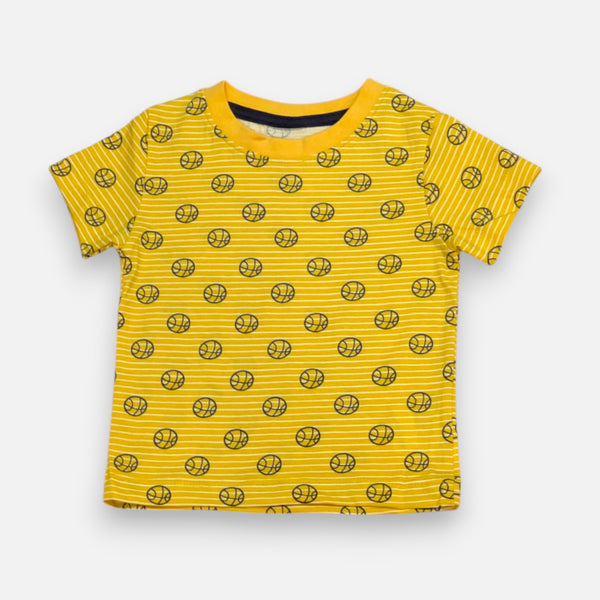 Yellow Round Neck Printed T-shirt