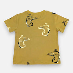 Brown Round Neck Printed T-shirt