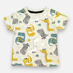 Grey Round Neck Printed T-shirt