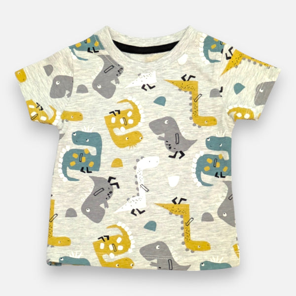 Grey Round Neck Printed T-shirt