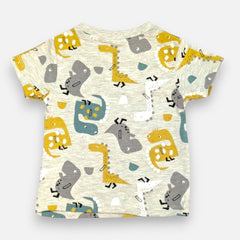 Grey Round Neck Printed T-shirt
