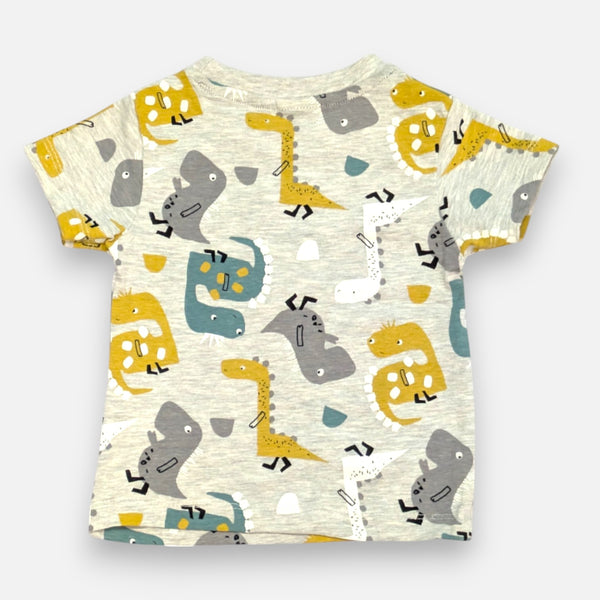 Grey Round Neck Printed T-shirt