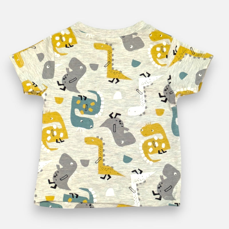 Grey Round Neck Printed T-shirt