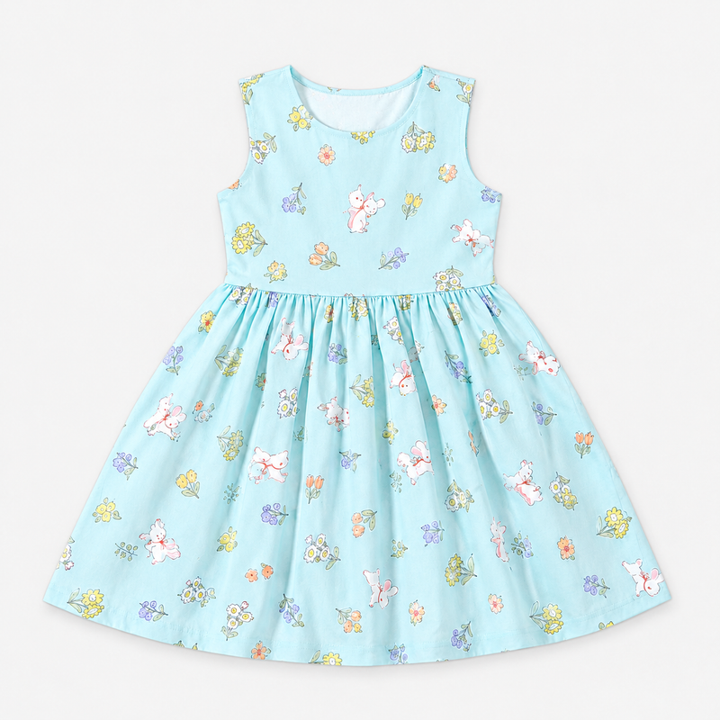 Sky Blue Bunny Meadow Play Frock