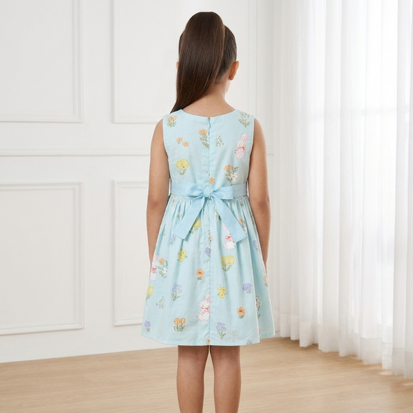 Sky Blue Bunny Meadow Play Frock