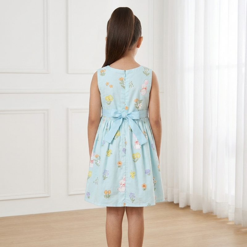 Sky Blue Bunny Meadow Play Frock