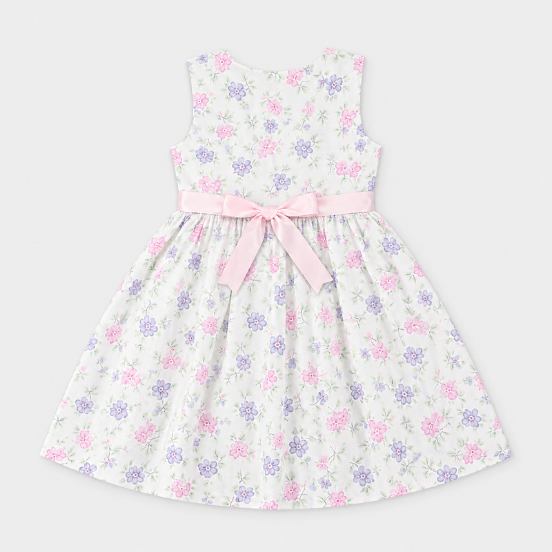 Blossom Whisper Sleeveless Pleated Frock