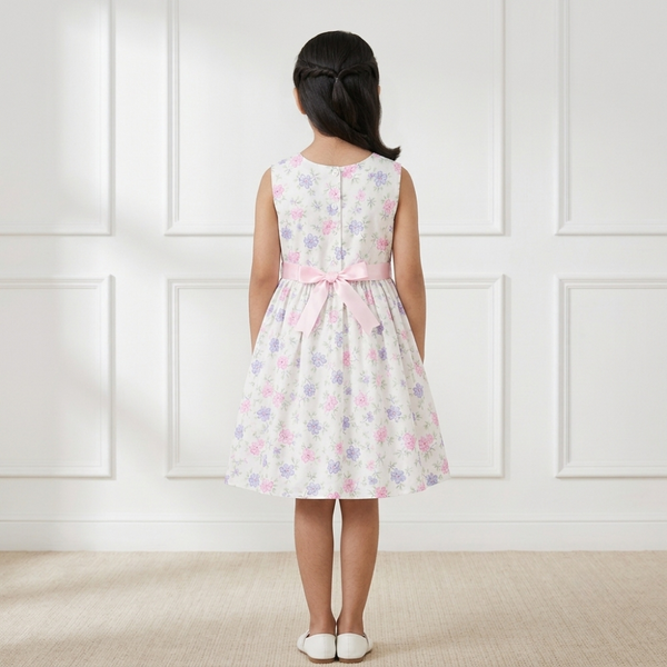 Blossom Whisper Sleeveless Pleated Frock