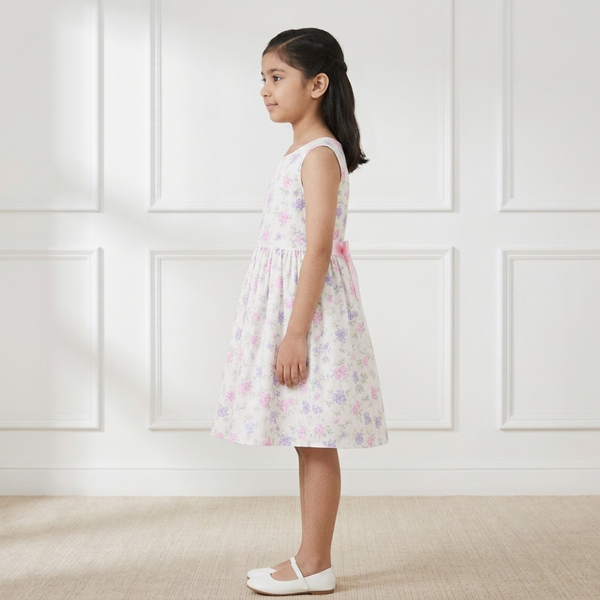 Blossom Whisper Sleeveless Pleated Frock