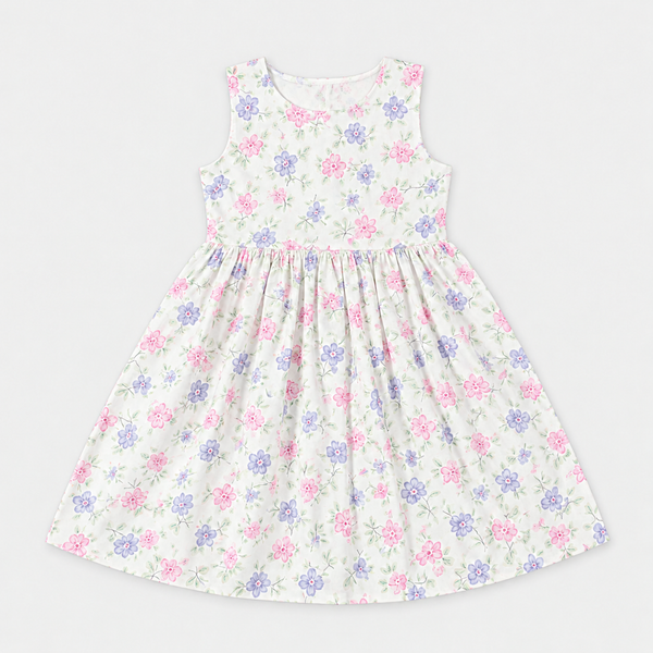 Blossom Whisper Sleeveless Pleated Frock