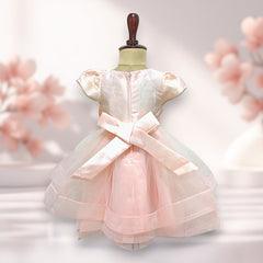 Peach Bow Knee Length Princess Dress