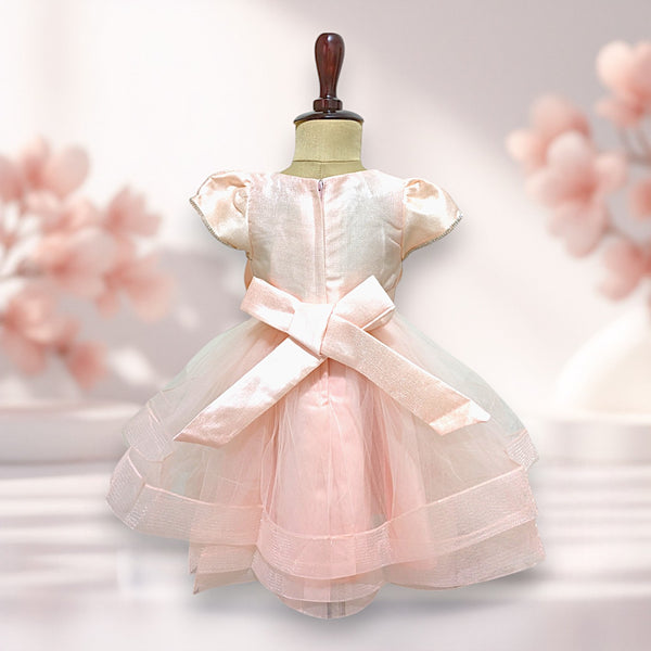 Peach Bow Knee Length Princess Dress