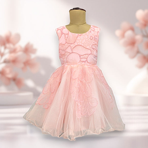 Peach Sleeveless Glitter Princess Dress