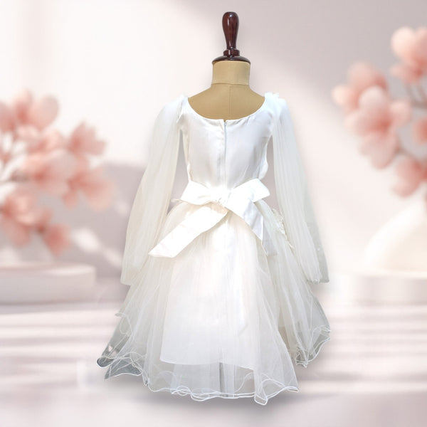 White Sleeveless Princess Dress with Cape Neck Sleeves