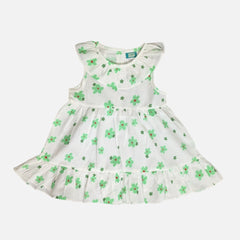 Floral Printed Sleeveless Muslin Cotton Frock