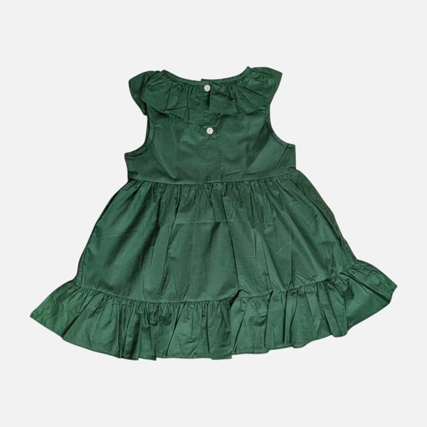 Green Sleeveless Muslin Cotton Frock