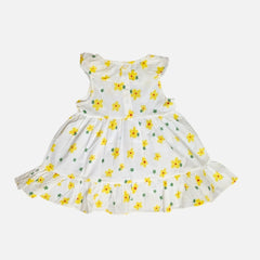Floral Printed Sleeveless Muslin Cotton Frock