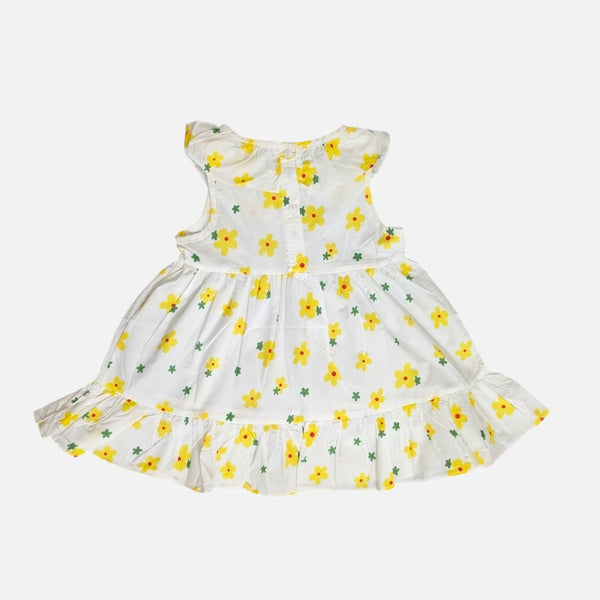 Floral Printed Sleeveless Muslin Cotton Frock