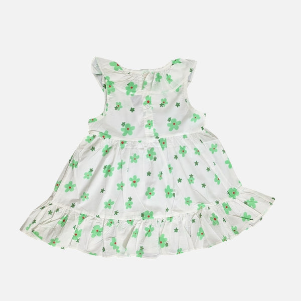 Floral Printed Sleeveless Muslin Cotton Frock