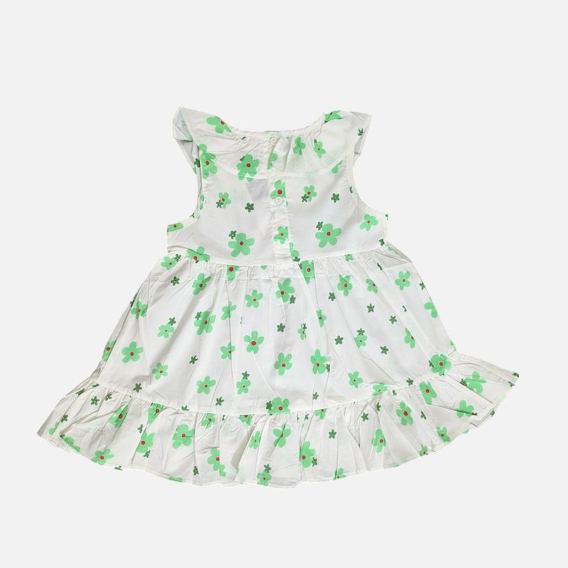 Floral Printed Sleeveless Muslin Cotton Frock