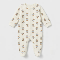Sleepy Teddy Bear Quilted Romper