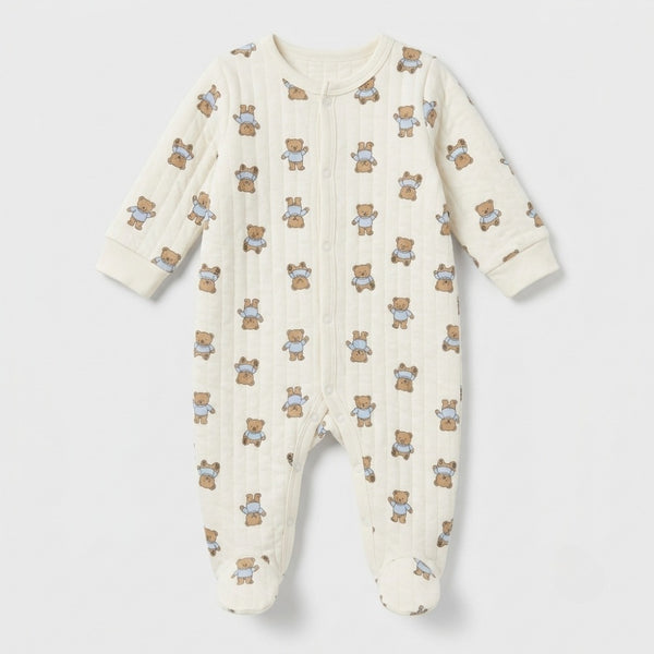 Sleepy Teddy Bear Quilted Romper