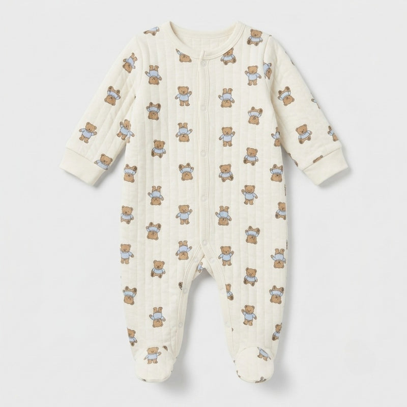 Sleepy Teddy Bear Quilted Romper