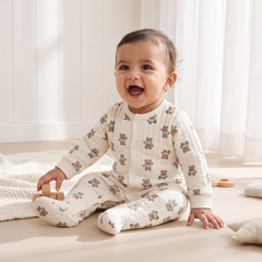 Sleepy Teddy Bear Quilted Romper