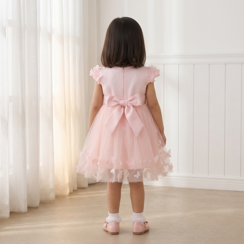 Blush Pink Butterfly Tulle Dress