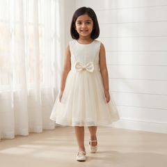 Yellow Pleated Ribbon Dress