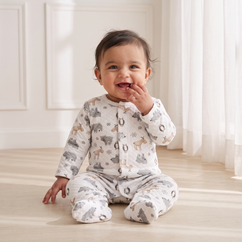 Quilted Printed Baby Romper