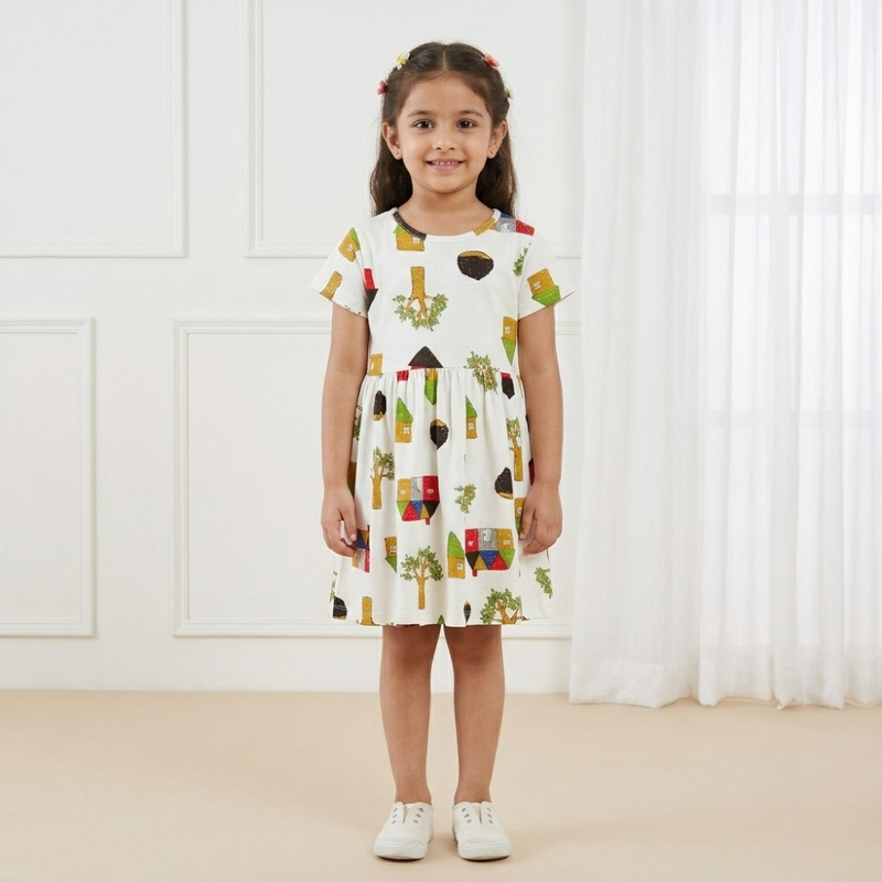 Little Town Printed Cotton Frock