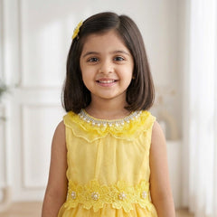 Yellow Knee Length Princess Dress